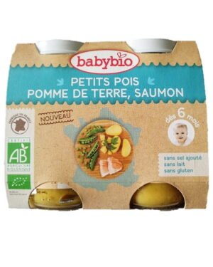 Babybio Pot Petits pois, pomme de terre et saumon 2x200g