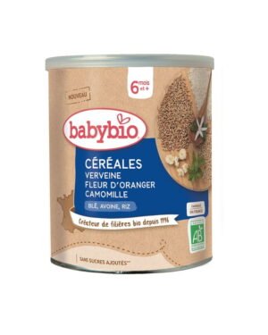 Découvrez les céréales biologiques Babybio pour bébés dès 6 mois. Avec de la verveine, fleur d'oranger, et camomille, ce produit de 220g est parfait pour introduire de nouvelles saveurs à votre bébé.