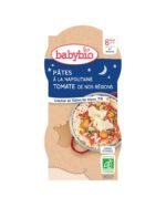 Babybio Pâtes Tomate Napolitaine 2x200g : un repas bio et nutritif pour bébés dès 8 mois, avec des ingrédients français de qualité. Achetez sur bebebio.ma.