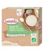 Babybio Gourde Brassé Riz Pêche Poire 4x85g - bebebio.ma