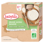 Babybio Brassé végétal Avoine Banane 4 Gourdes 6m+