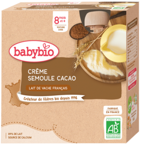 Babybio Crème Semoule Cacao 4 Gourdes 8m+