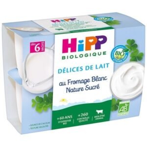 Hipp Coupelles Fromage Blanc Nature sucré dès 6 mois 4x100g