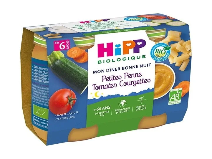Hipp Petites Pennes Tomates Courgettes dès 6 mois 2x190 g