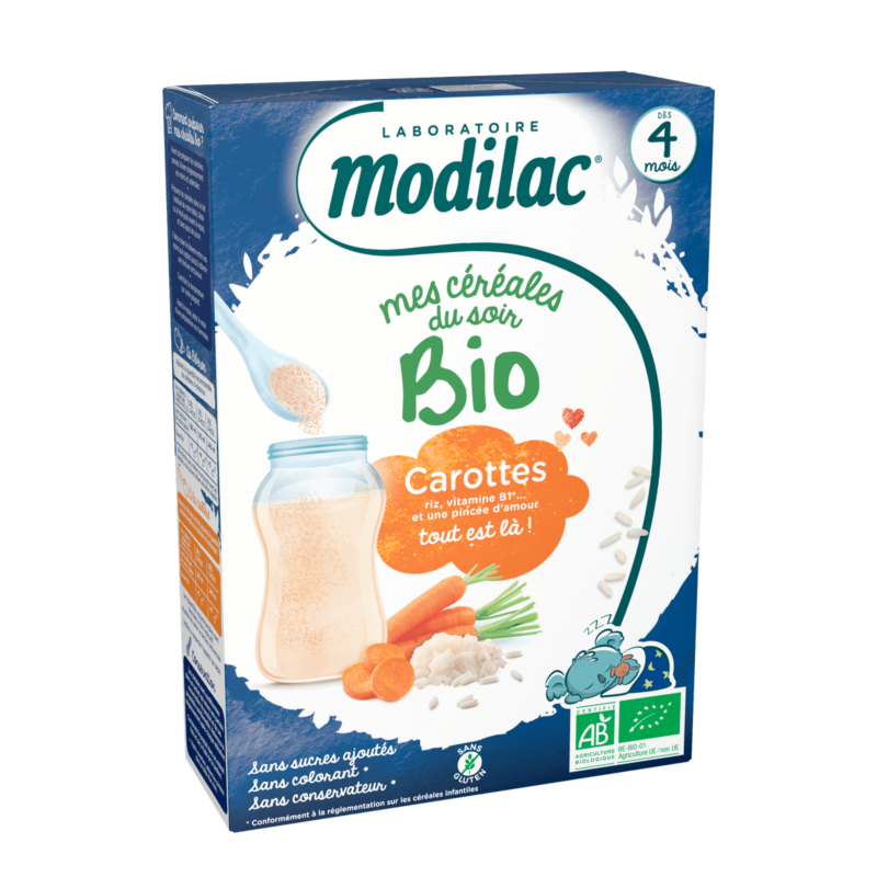 Modilac Mes Céréales du soir Bio Carottes 4m+ – Image 2