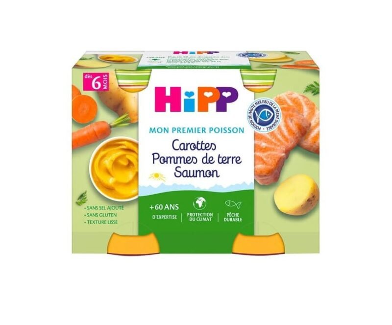 Hipp Carottes Pommes de terre Saumon dès 6 mois 2x190 g
