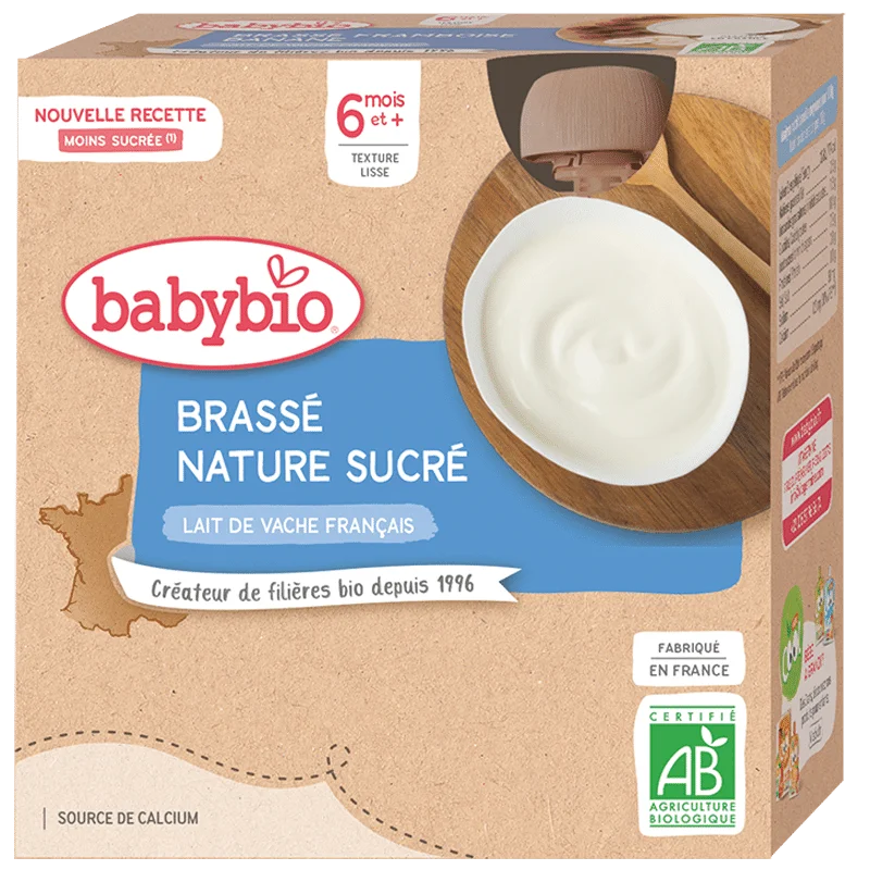 Babybio Brassé nature sucré 4 Gourdes 6m+