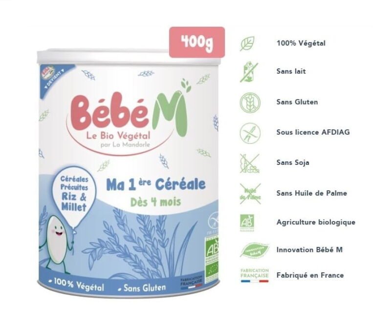 Bébé M Ma 1ère Céréale 4mois+ | 100% végétale | Sans lait | Sans gluten