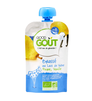 Good Goût Gourde Brassé au lait de vache Poire Vanille 6m+
