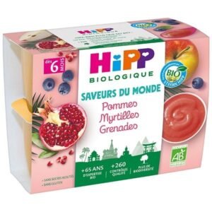 Hipp Coupelles Pommes Myrtilles Grenades 6m+ 4x100g