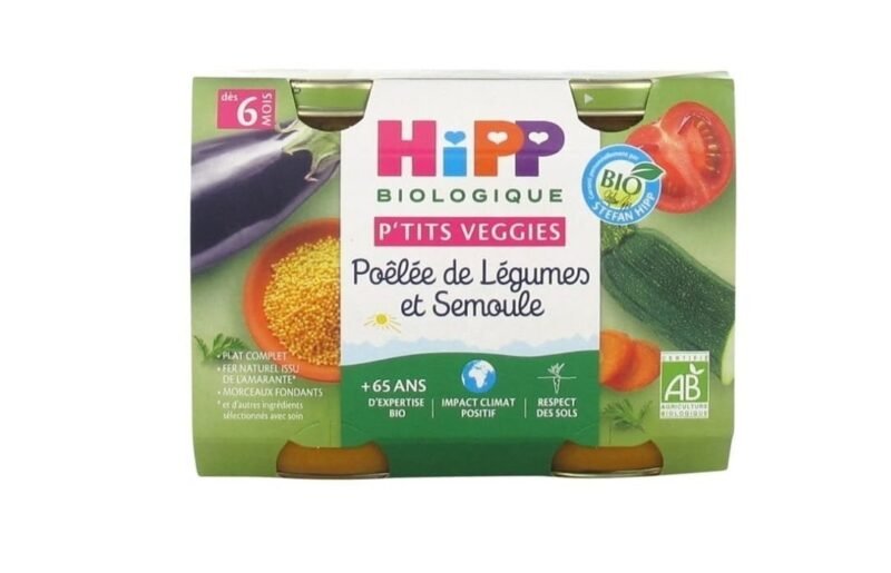 Hipp P'tits Veggies Poêlée de Légumes et Semoule dès 6 mois Bio 2x190g
