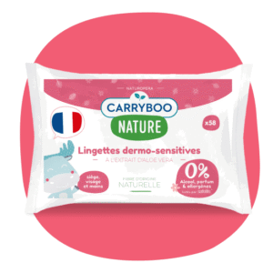 Carryboo Lingettes à l'Eau à l'extrait de l'Aloe Vera Bio - 58 Pièces