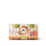 Alce Nero 2 pots aux pommes prunes et biscuits Bio 6m+