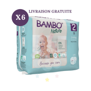 Bambo Nature Pack x6 Couches Écologiques Taille 2 (3-6kg) 180 couches