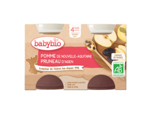 BabyBio Pomme de nouvelle-aquitaine Pruneau d'Agen 4m+